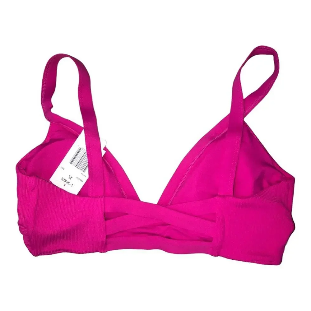 L*Space Bikini Swimwear Set Vera Top Anna Bottom Pink Ribbed Large NWT